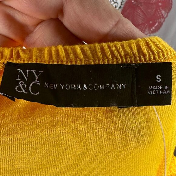 NWR NY & Co. Yellow Belted Square-Neck Poplin Short Romper Size S - Picture 9 of 12